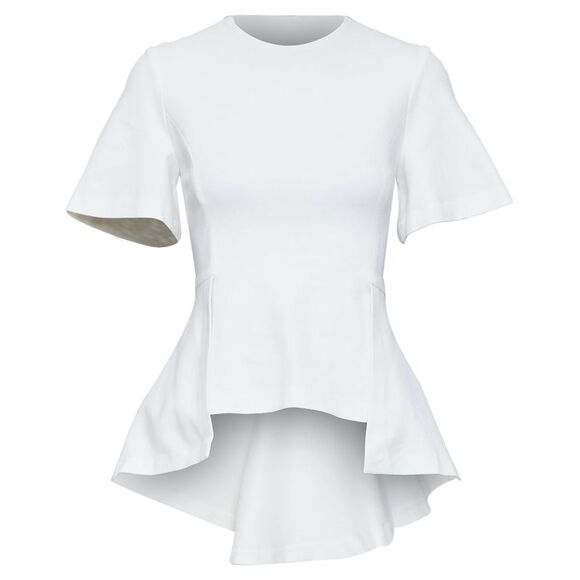 ROSETTA GETTY cream silk trim peplum cascade high low top top XS